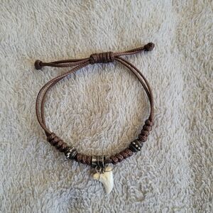 Brown Cord Bracelet with Tooth Charm